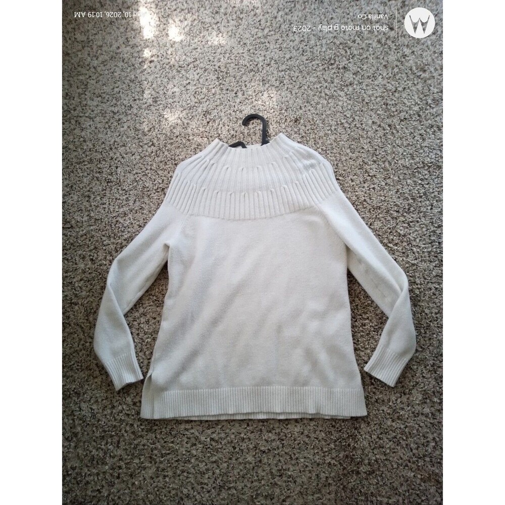 Anthropologie Mock Neck Welford Pullover Sweater Long Sleeve Ivory Small - Picture 2 of 9